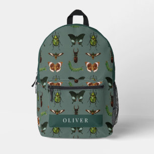 Vintage Insekten- und Bugs-Muster grün Bedruckter Rucksack