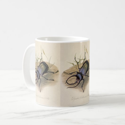 Vintage Insekten und Bugs, Rhinozeroskäfer Kaffeetasse (Vorderseite Links)