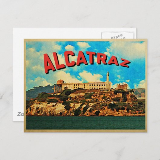 Vintage Insel Alcatraz Postkarte (Vorne/Hinten)