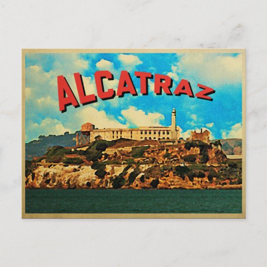 Vintage Insel Alcatraz Postkarte (Vorderseite)
