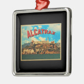 Vintage Insel Alcatraz Silbernes Ornament (Links)