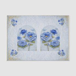 Vintage Inspired Blue & Gold Floral  Decoupage Seidenpapier