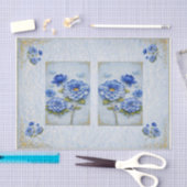 Vintage Inspired Blue & Gold Floral  Decoupage Seidenpapier (Handwerk)