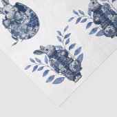 Vintage Inspired Blue & White Rabbits Decoupage Seidenpapier (Detail)
