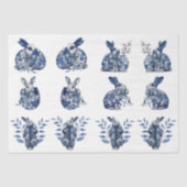 Vintage Inspired Blue & White Rabbits Decoupage Seidenpapier (Vorderseite)