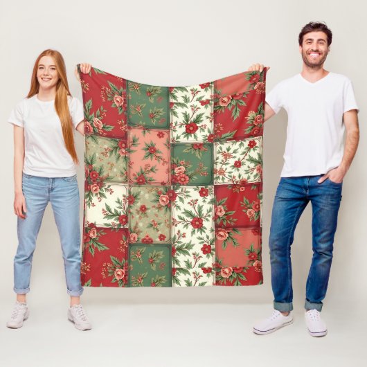 Vintage Inspired Christmas Florals Quilt Pattern Fleecedecke (Beispiel)