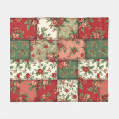 Vintage Inspired Christmas Florals Quilt Pattern Fleecedecke (Vorderseite (Horizontal))