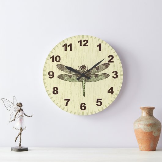 Vintage Inspired Dragonfly Art Wall Clock Große Wanduhr