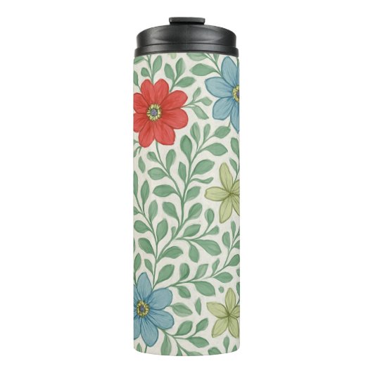 Vintage-Inspired Floral Vine Pattern Thermosbecher (Vorderseite)