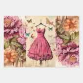 Vintage Inspired Girl Butterfells & Blumen Geschenkpapier Set (Vorderseite 2)