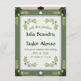 Vintage-Inspired Green Floral Border invitation Einladung