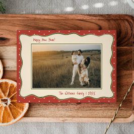 Vintage-Inspired Hand-Drawn Frame Photo New Year Feiertagskarte
