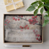 Vintage Inspired Holly Berries on Sheet Music Seidenpapier (Geschenk)