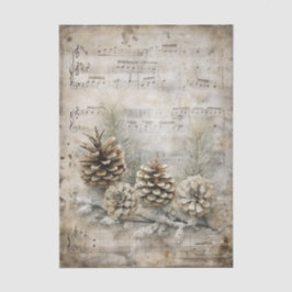 Vintage Inspired Pinecones on Sheet Music Seidenpapier
