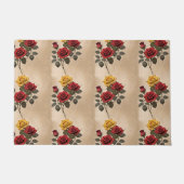 Vintage Inspired Red And Yellow Roses Fußmatte (Vorderseite)