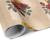 Vintage Inspired Red And Yellow Roses Geschenkpapier (Rolleneckpunkt)