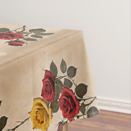 Vintage Inspired Red And Yellow Roses Tischdecke