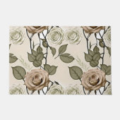 Vintage Inspired Sepia Roses With Green Leaves Fußmatte (Vorderseite)