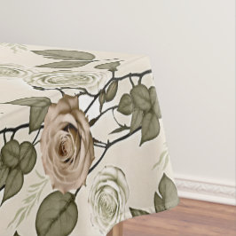 Vintage Inspired Sepia Roses With Green Leaves Tischdecke