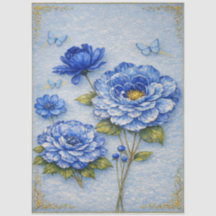 Vintage-inspirierte blaue und goldene florale Deco