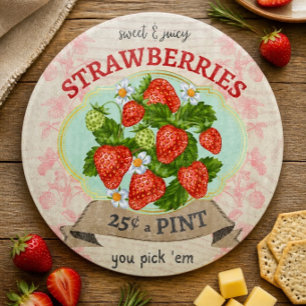 Vintage inspirierte Erdbeer-Runde Schneidebrett
