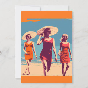 Vintage-inspirierte, retro-Strandszene Einladung