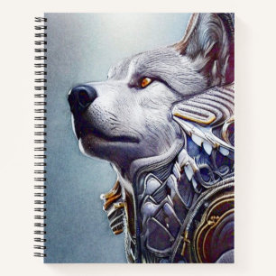 Vintage-inspirierte Wolfskopf-Kunst - Nostalgisch Notizblock