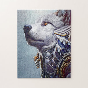 Vintage-inspirierte Wolfskopf-Kunst - Nostalgisch Puzzle
