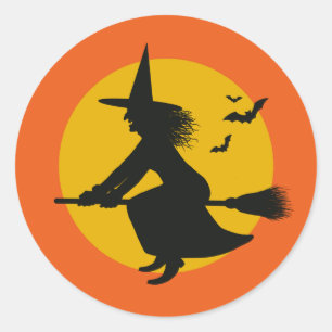 Vintage inspirierter Halloween-Hexen-Aufkleber Runder Aufkleber