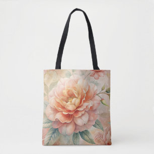 Vintage-inspirierter Pfirsich-Ton Floral-Aquarell Tasche