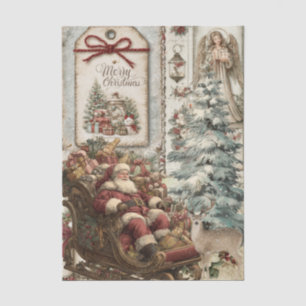 Vintage inspirierter Weihnachtsmann Collage Decoup Seidenpapier