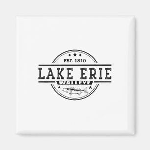Vintage inspirierter Zanderfischfang Lake Erie Magnet