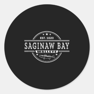 Vintage-inspirierter Zanderfischfang Saginaw Bay Runder Aufkleber
