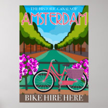 Vintage-inspiriertes Amsterdam-Reiseposter