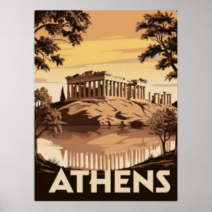Vintage-inspiriertes Athen – ikonischer Parthenon Poster