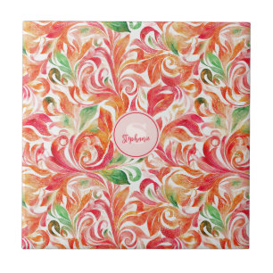 Vintage-Inspiriertes Farbige Paisley-Blatt-Muster Fliese