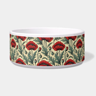 Vintage-inspiriertes rotes Mohnmuster Napf