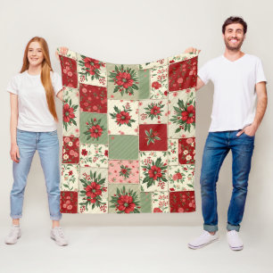 Vintage-inspiriertes Weihnachtsflorales Quiltmuste Fleecedecke