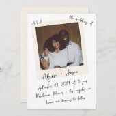 Vintage Instant Photo Handwritten Monogram Wedding Einladung (Vorne/Hinten)