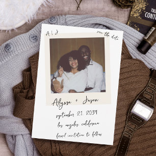 Vintage-Instantfoto-Handschrift-Monogramm-Hochzeit Save The Date