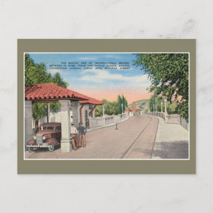 Vintage internationale Brücke und Zoll El Paso 2 Postkarte