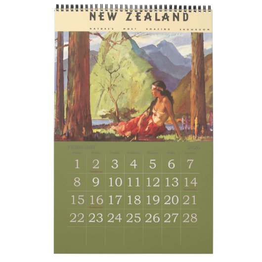 Vintage internationale Reiseplakate Kalender (Feb 2026)