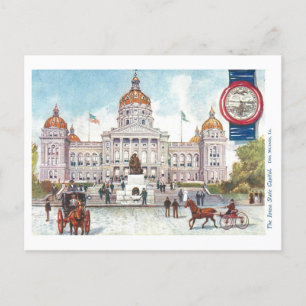 Vintage Iowa-Kapitol mit Siegel Postkarte