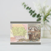 Vintage Iowa Map Postkarte (Stehend Vorderseite)