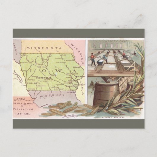Vintage Iowa Map Postkarte (Vorderseite)