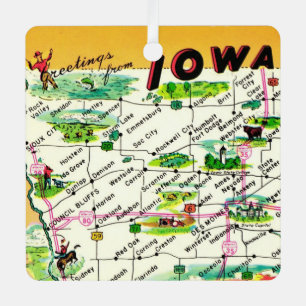 Vintage Iowa Postcard Karte Ornament Aus Metall