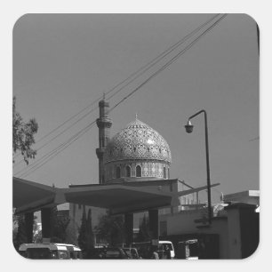 Vintage irakische Tankstelle Bagdad in der Moschee Quadratischer Aufkleber