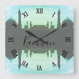 Vintage Iran Ghom-Moschee der Fatima Quadratische Wanduhr