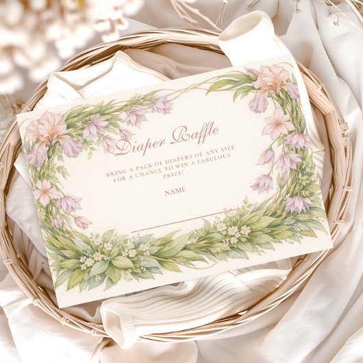 Vintage Iris And Bellflower Botanic Diapper Raffle Begleitkarte