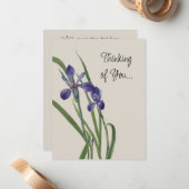 Vintage Iris-Blume Botanische Wasserfarbe Mitteilungskarte (Vorderseite/Rückseite Beispiel)